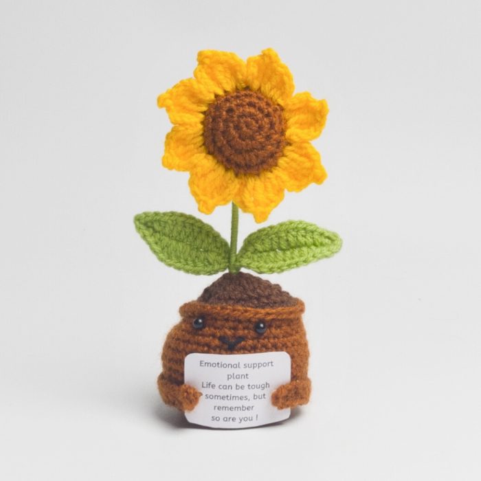 Handmade Crocheted Sunflower with Positive Message