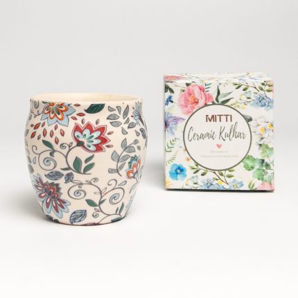 Hand-Painted Floral Ceramic Kulhad - Designed by Persons with Disabilities